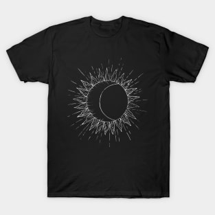 Sun moon line art white T-Shirt